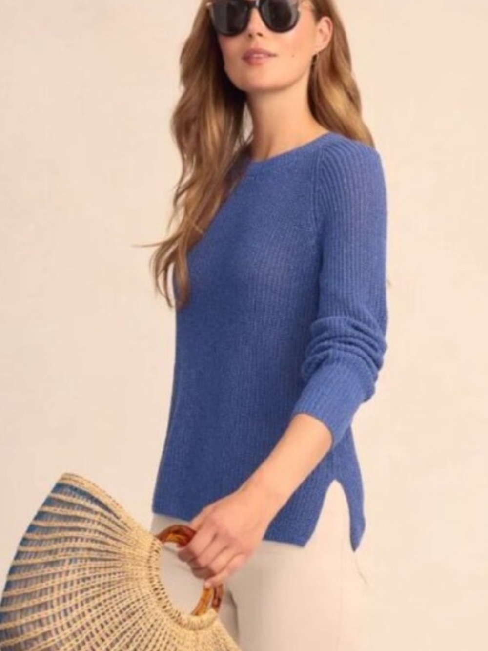 Polo Ralph Lauren Women's Blue Linen Pullover Sweater Size Small 36540